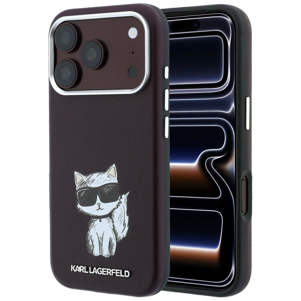 Karl Lagerfeld Smooth Choupette Sketch MagSafe case for iPhone 17 Pro / 18 Pro - burgundy_0