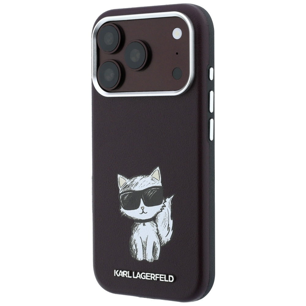 Karl Lagerfeld Smooth Choupette Sketch MagSafe case for iPhone 17 Pro / 18 Pro - burgundy_1