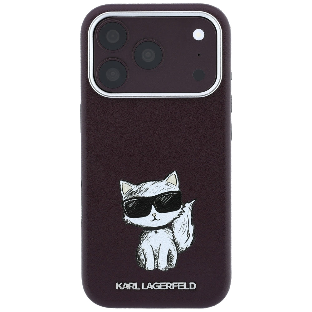 Karl Lagerfeld Smooth Choupette Sketch MagSafe case for iPhone 17 Pro / 18 Pro - burgundy_2