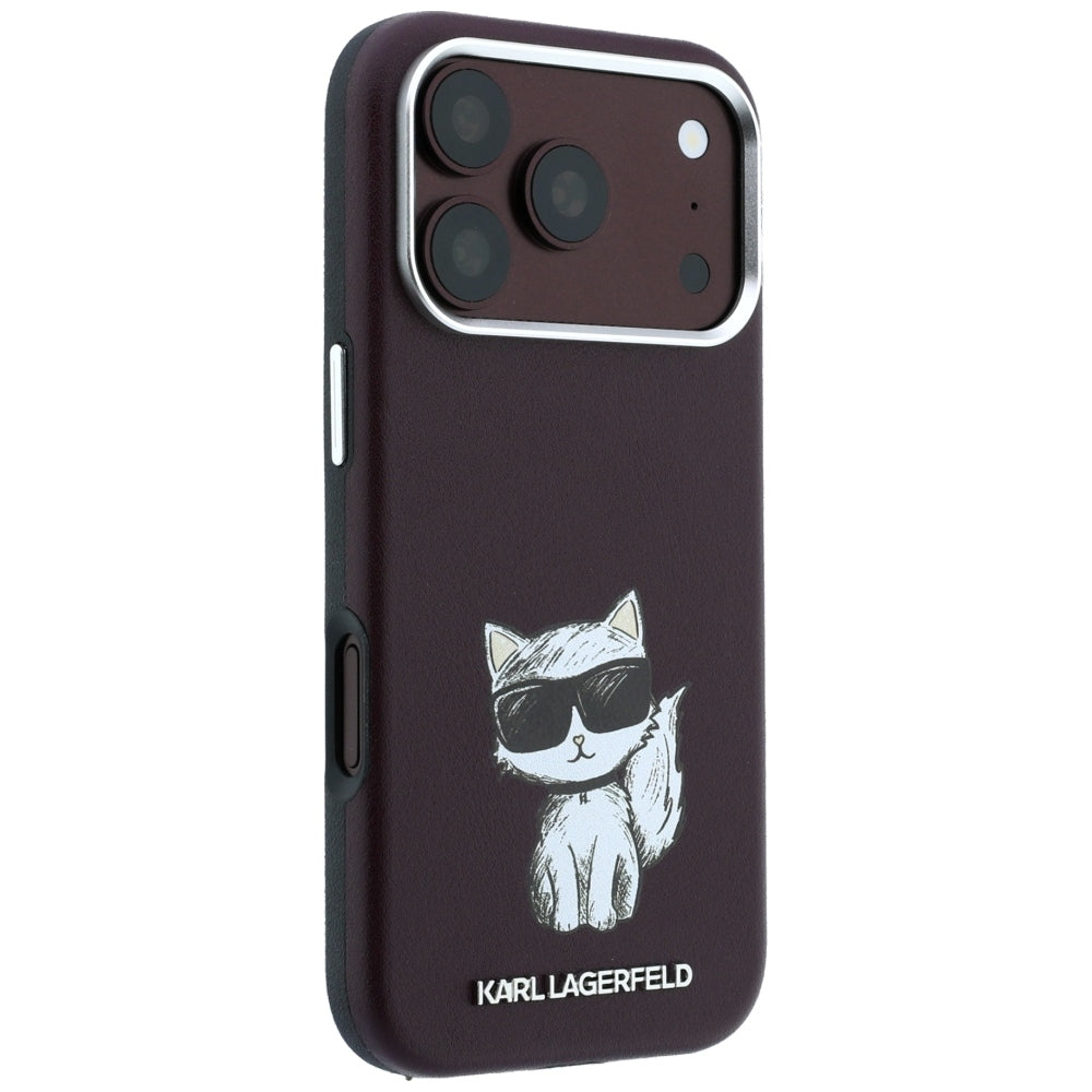 Karl Lagerfeld Smooth Choupette Sketch MagSafe case for iPhone 17 Pro / 18 Pro - burgundy_3