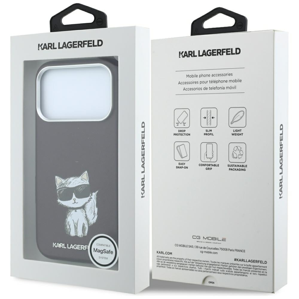 Karl Lagerfeld Smooth Choupette Sketch MagSafe case for iPhone 17 Pro / 18 Pro - burgundy_7