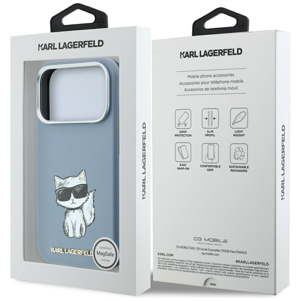 Karl Lagerfeld Smooth Choupette Sketch MagSafe case for iPhone 18 Pro / 17 Pro - light blue_7