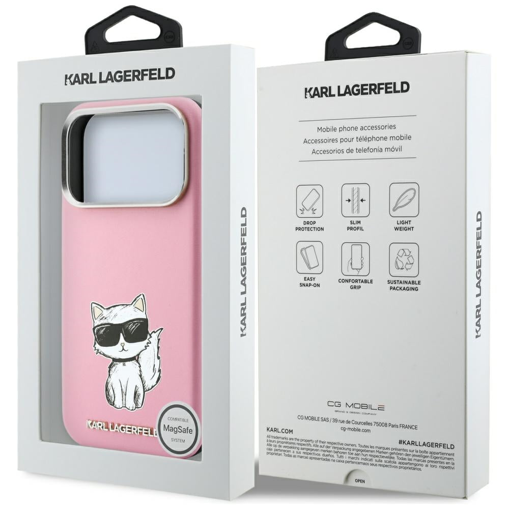 Karl Lagerfeld Smooth Choupette Sketch MagSafe Case for iPhone 18 Pro / 17 Pro - Pink_7