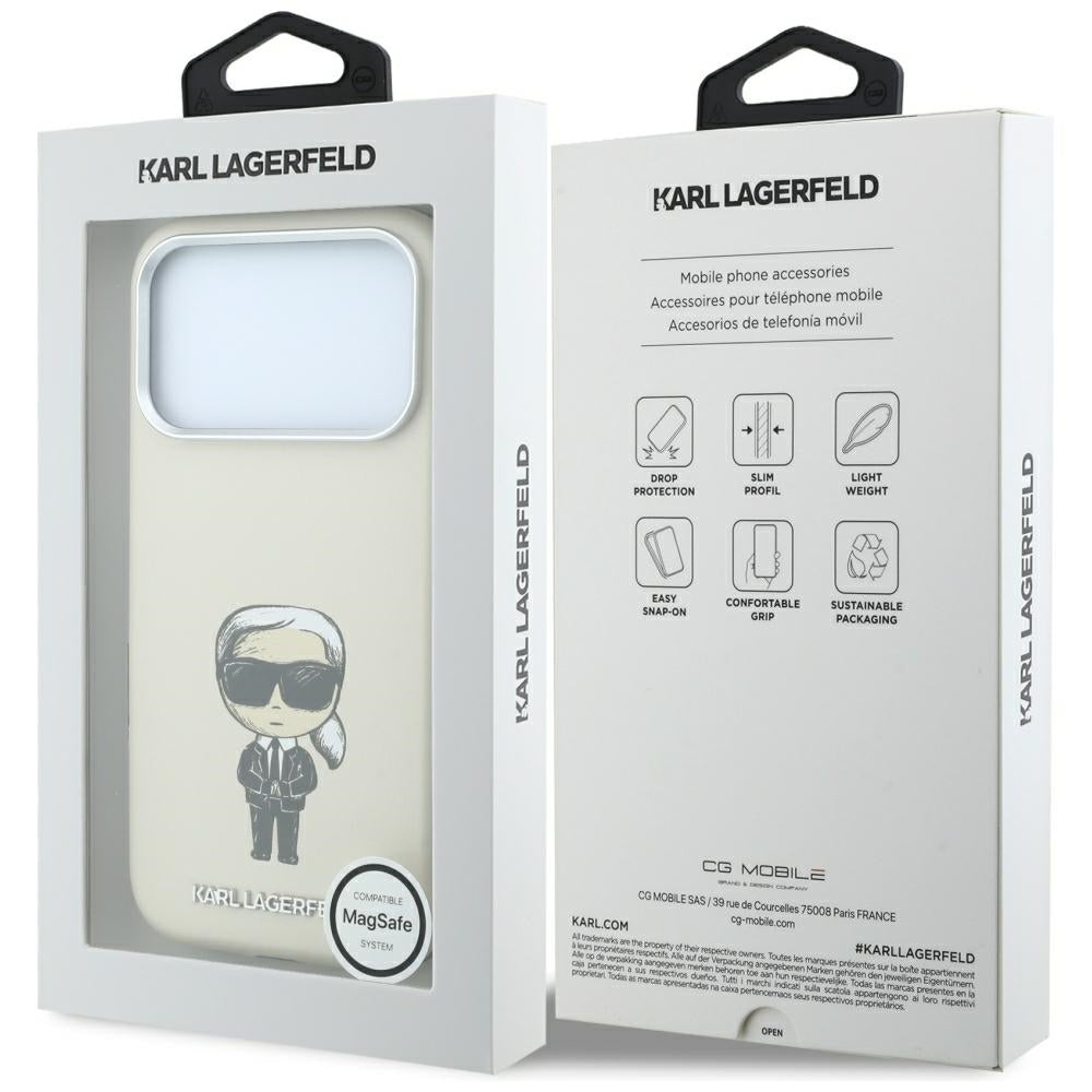 Karl Lagerfeld Smooth Ikonik Sketch MagSafe Case for iPhone 18 Pro / 17 Pro - Beige_7