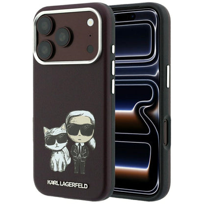 Karl Lagerfeld Smooth Karl &amp; Choupette Bodies Sketch MagSafe case for iPhone 18 Pro / 17 Pro - burgundy_0