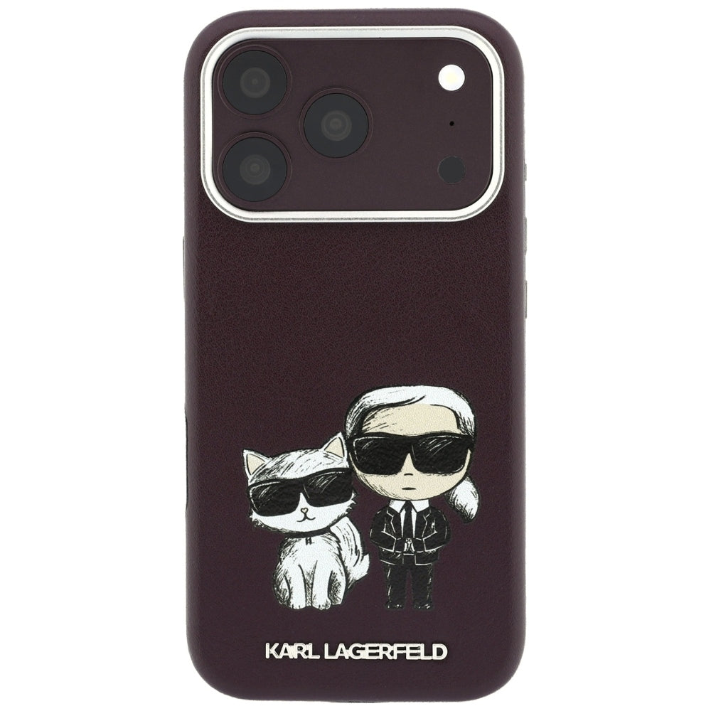 Karl Lagerfeld Smooth Karl &amp; Choupette Bodies Sketch MagSafe case for iPhone 18 Pro / 17 Pro - burgundy_2