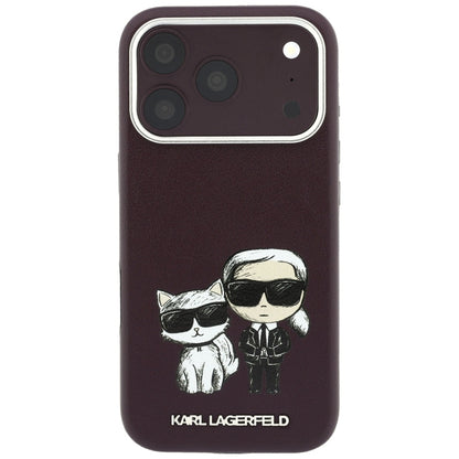 Karl Lagerfeld Smooth Karl &amp; Choupette Bodies Sketch MagSafe case for iPhone 18 Pro / 17 Pro - burgundy_2