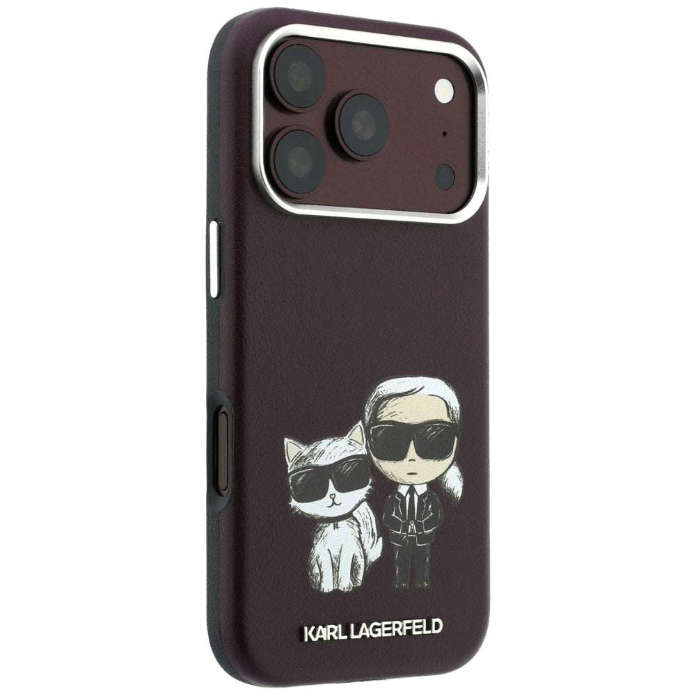 Karl Lagerfeld Smooth Karl &amp; Choupette Bodies Sketch MagSafe case for iPhone 18 Pro / 17 Pro - burgundy_3