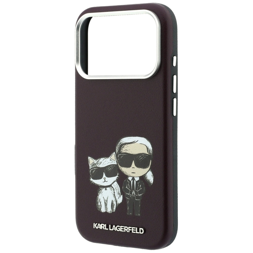 Karl Lagerfeld Smooth Karl &amp; Choupette Bodies Sketch MagSafe case for iPhone 18 Pro / 17 Pro - burgundy_5