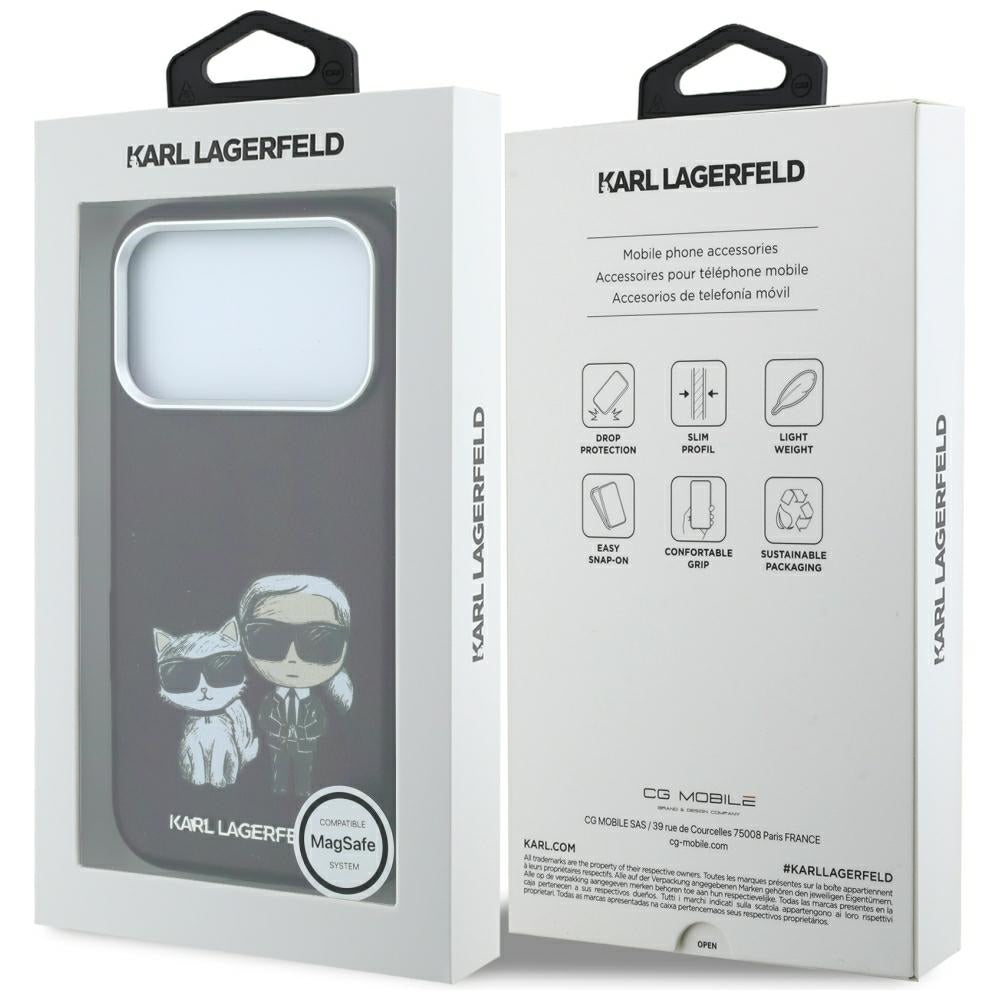 Karl Lagerfeld Smooth Karl &amp; Choupette Bodies Sketch MagSafe case for iPhone 18 Pro / 17 Pro - burgundy_7