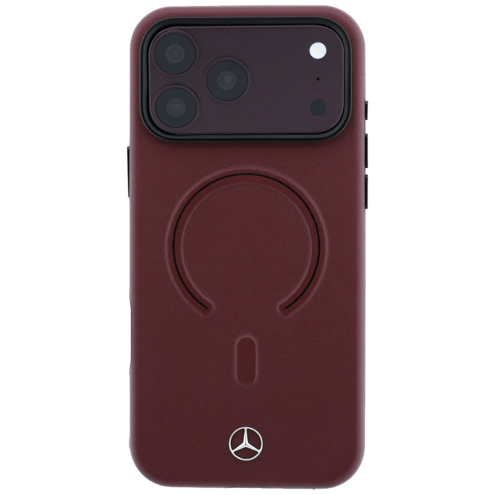 Mercedes Leather 3D MagSafe Case for iPhone 18 Pro / 17 Pro - Burgundy_2