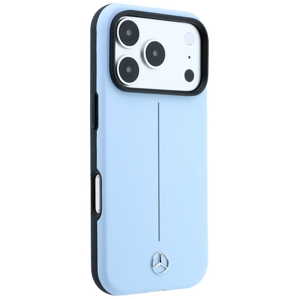 Mercedes Leather Semi Wrap Iconic Line MagSafe Case for iPhone 18 Pro / 17 Pro - Blue_3