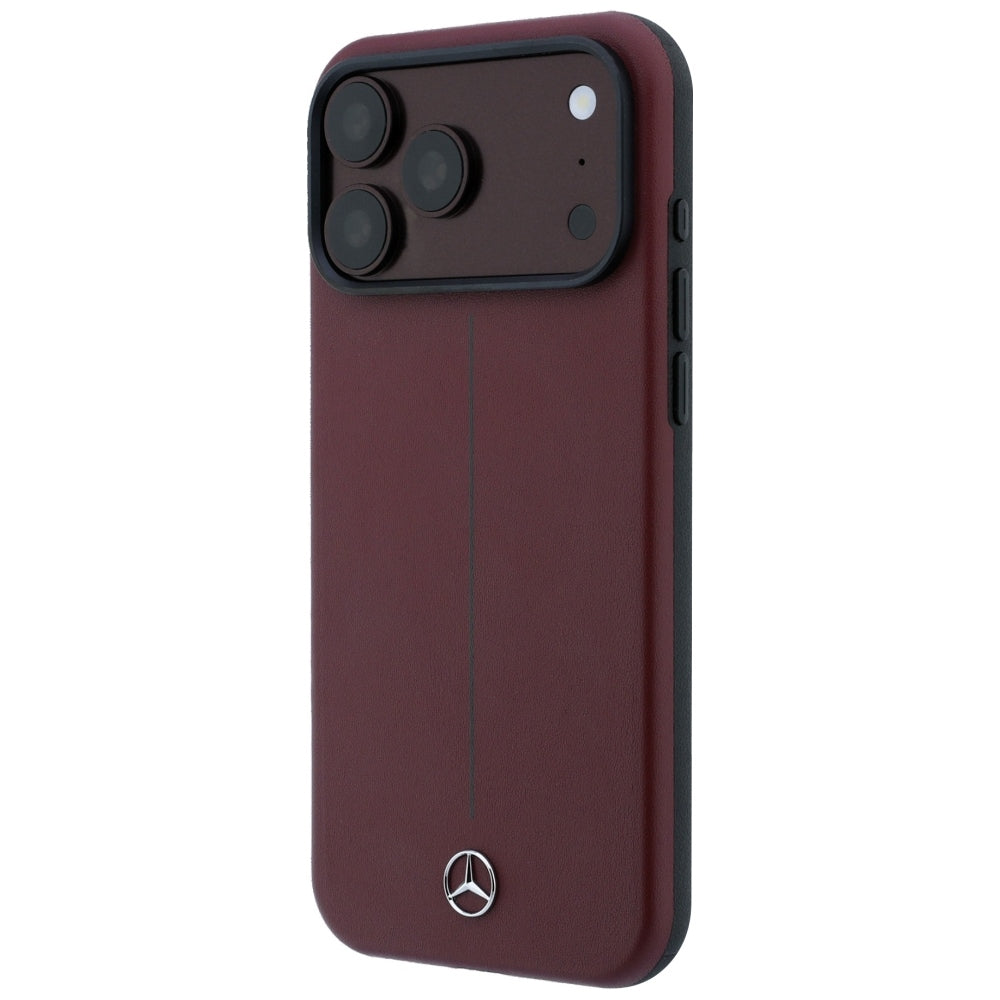 Mercedes Leather Semi Wrap Iconic Line MagSafe case for iPhone 18 Pro Max / 17 Pro Max - burgundy_1