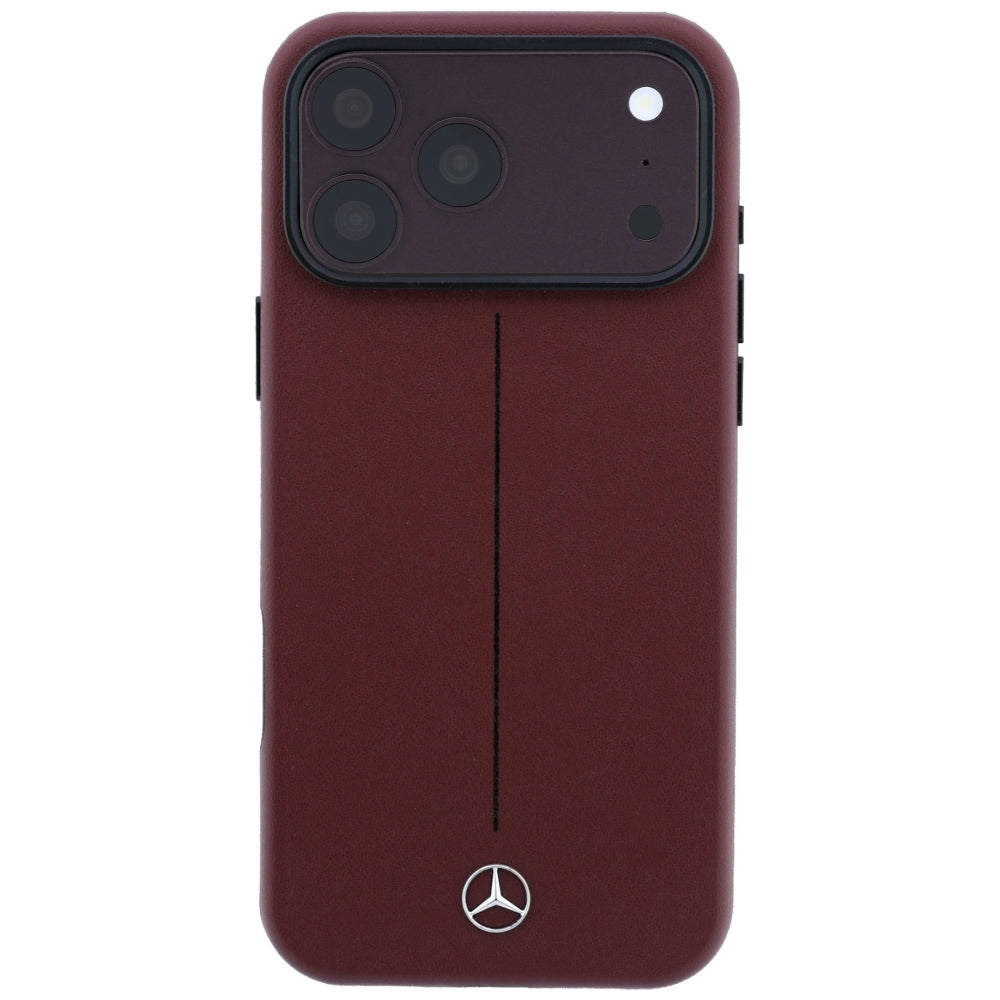 Mercedes Leather Semi Wrap Iconic Line MagSafe case for iPhone 18 Pro Max / 17 Pro Max - burgundy_2