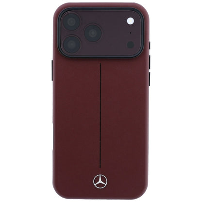 Mercedes Leather Semi Wrap Iconic Line MagSafe case for iPhone 18 Pro Max / 17 Pro Max - burgundy_2