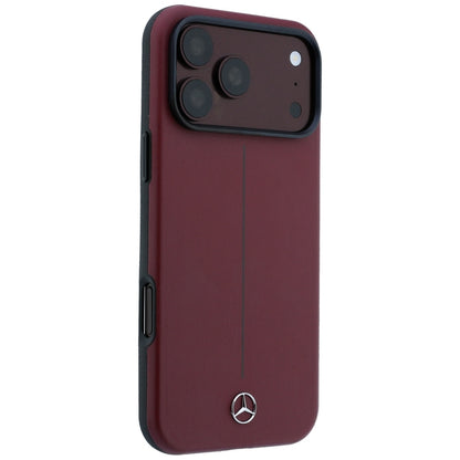 Mercedes Leather Semi Wrap Iconic Line MagSafe case for iPhone 18 Pro Max / 17 Pro Max - burgundy_3