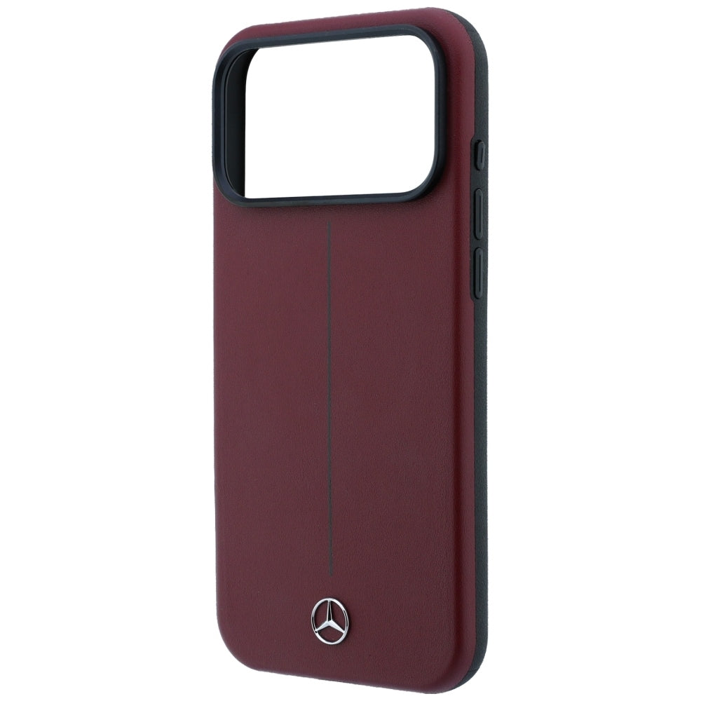 Mercedes Leather Semi Wrap Iconic Line MagSafe case for iPhone 18 Pro Max / 17 Pro Max - burgundy_5