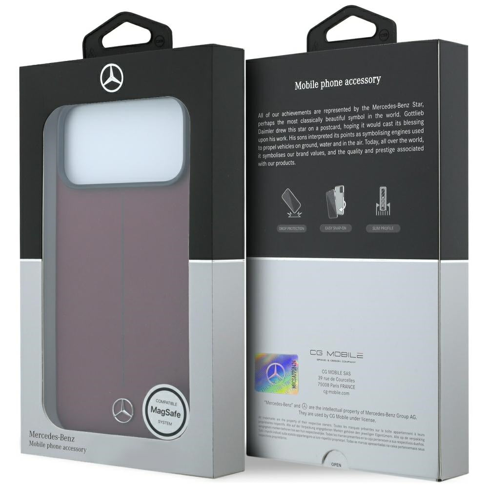 Mercedes Leather Semi Wrap Iconic Line MagSafe case for iPhone 18 Pro Max / 17 Pro Max - burgundy_7
