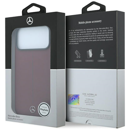 Mercedes Leather Semi Wrap Iconic Line MagSafe case for iPhone 18 Pro Max / 17 Pro Max - burgundy_7