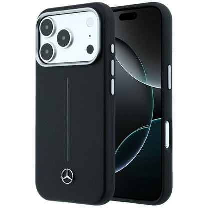 Mercedes Leather Semi Wrap Iconic Line MagSafe Case for iPhone 18 Pro Max / 17 Pro Max - Black_0