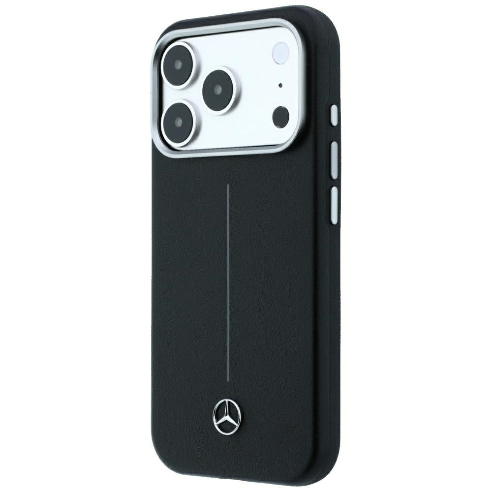 Mercedes Leather Semi Wrap Iconic Line MagSafe Case for iPhone 18 Pro Max / 17 Pro Max - Black_1