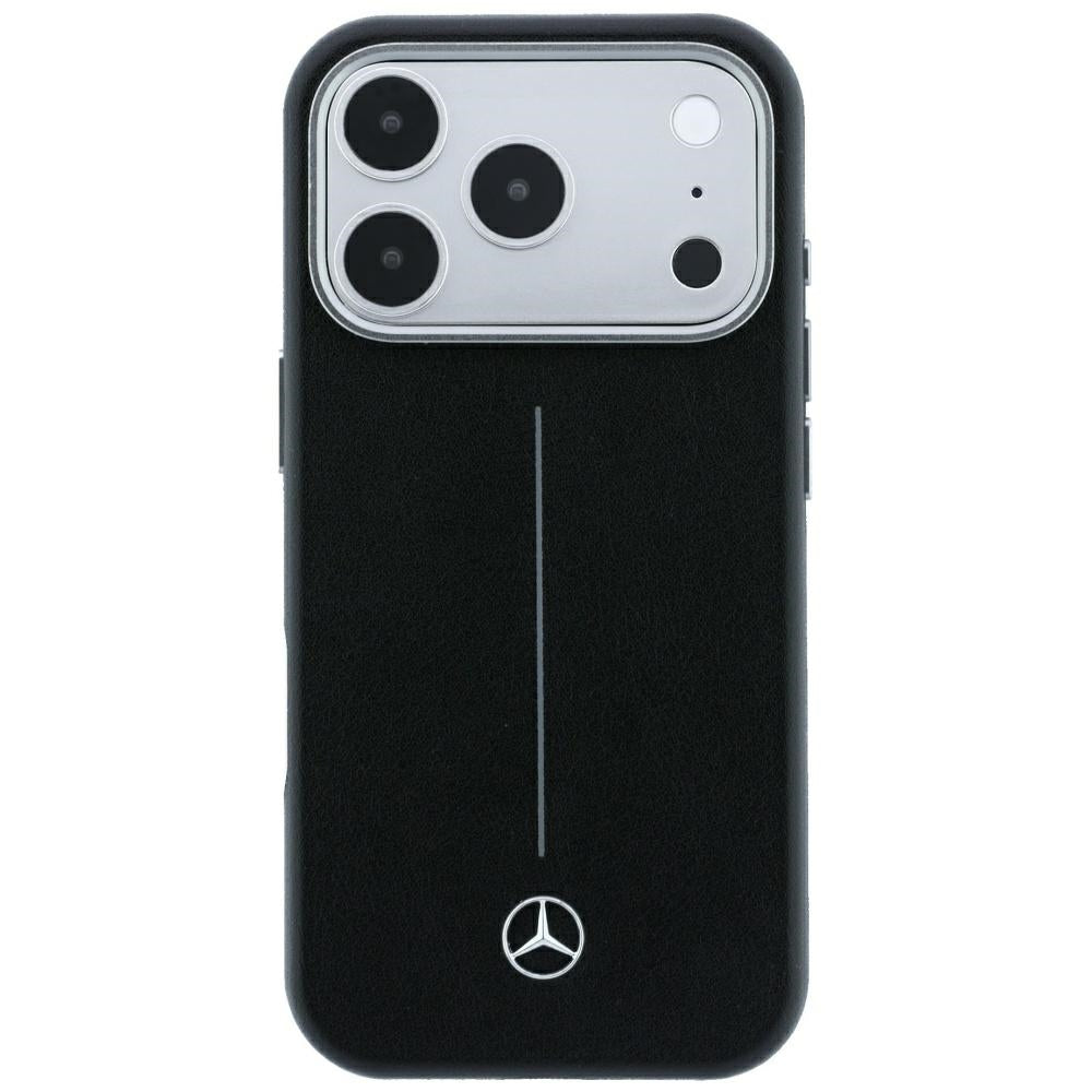 Mercedes Leather Semi Wrap Iconic Line MagSafe Case for iPhone 18 Pro Max / 17 Pro Max - Black_2