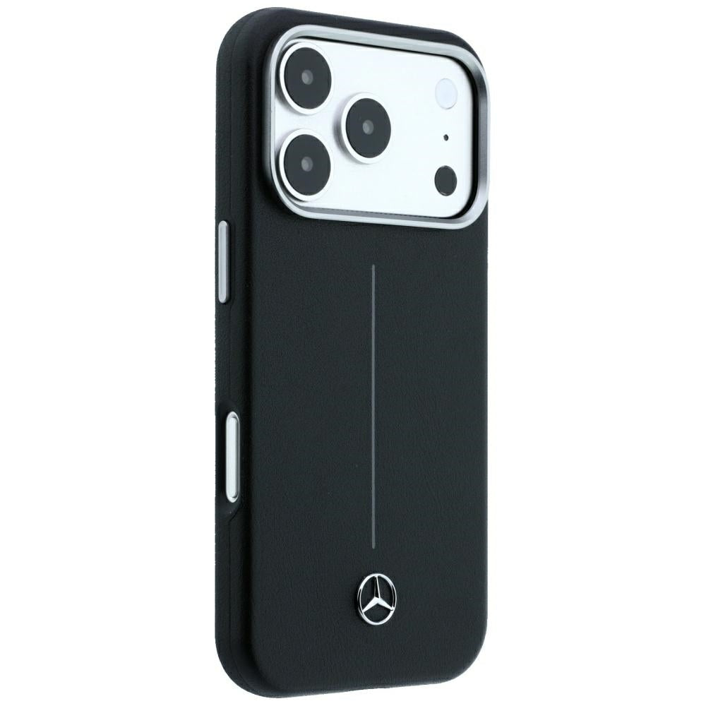 Mercedes Leather Semi Wrap Iconic Line MagSafe Case for iPhone 18 Pro Max / 17 Pro Max - Black_3