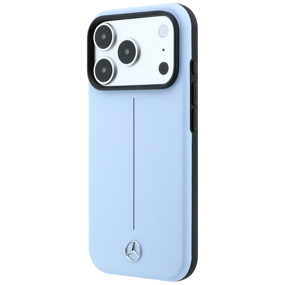 Mercedes Leather Semi Wrap Iconic Line MagSafe Case for iPhone 18 Pro Max / 17 Pro Max - Blue_1
