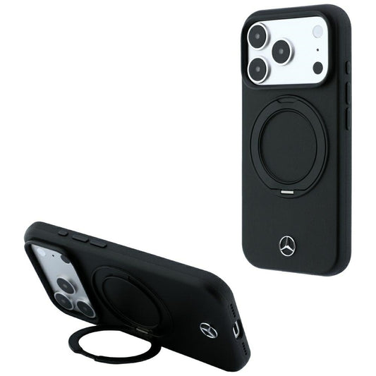 Mercedes Leather Case with Ring Stand MagSafe for iPhone 18 Pro / 17 Pro - Black_0