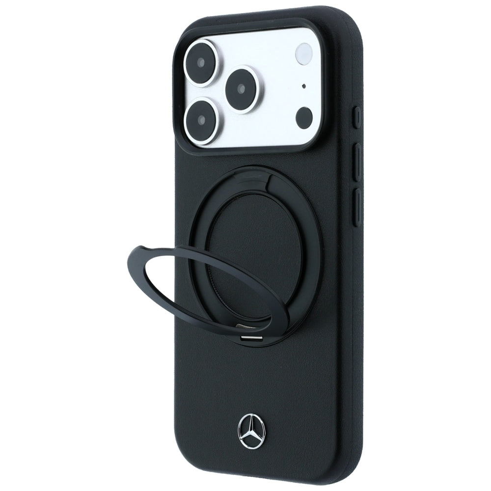 Mercedes Leather Case with Ring Stand MagSafe for iPhone 18 Pro / 17 Pro - Black_1