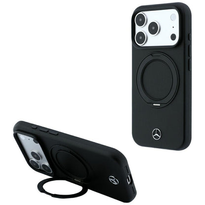 Mercedes Leather with Ring Stand MagSafe Case for iPhone 18 Pro Max / 17 Pro Max / 17 Pro Max - Black_0