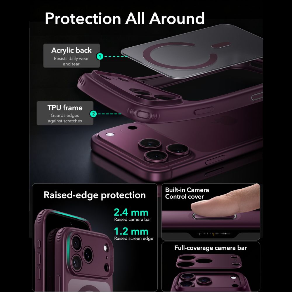 ESR Classic Hybrid MagSafe case for iPhone 18 Pro Max / 17 Pro Max - dark cherry_3