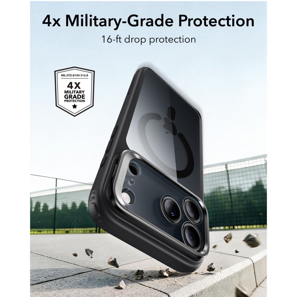 ESR Classic Hybrid Kickstand MagSafe Case for iPhone 18 Pro / 17 Pro - Clear Black_3