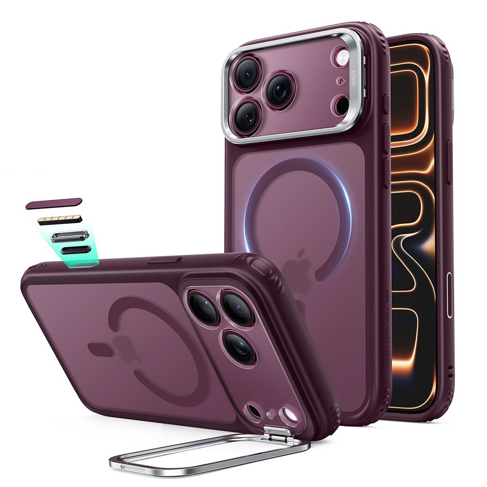 ESR Classic Hybrid Kickstand MagSafe Case for iPhone 18 Pro / 17 Pro - Dark Cherry Matte_0
