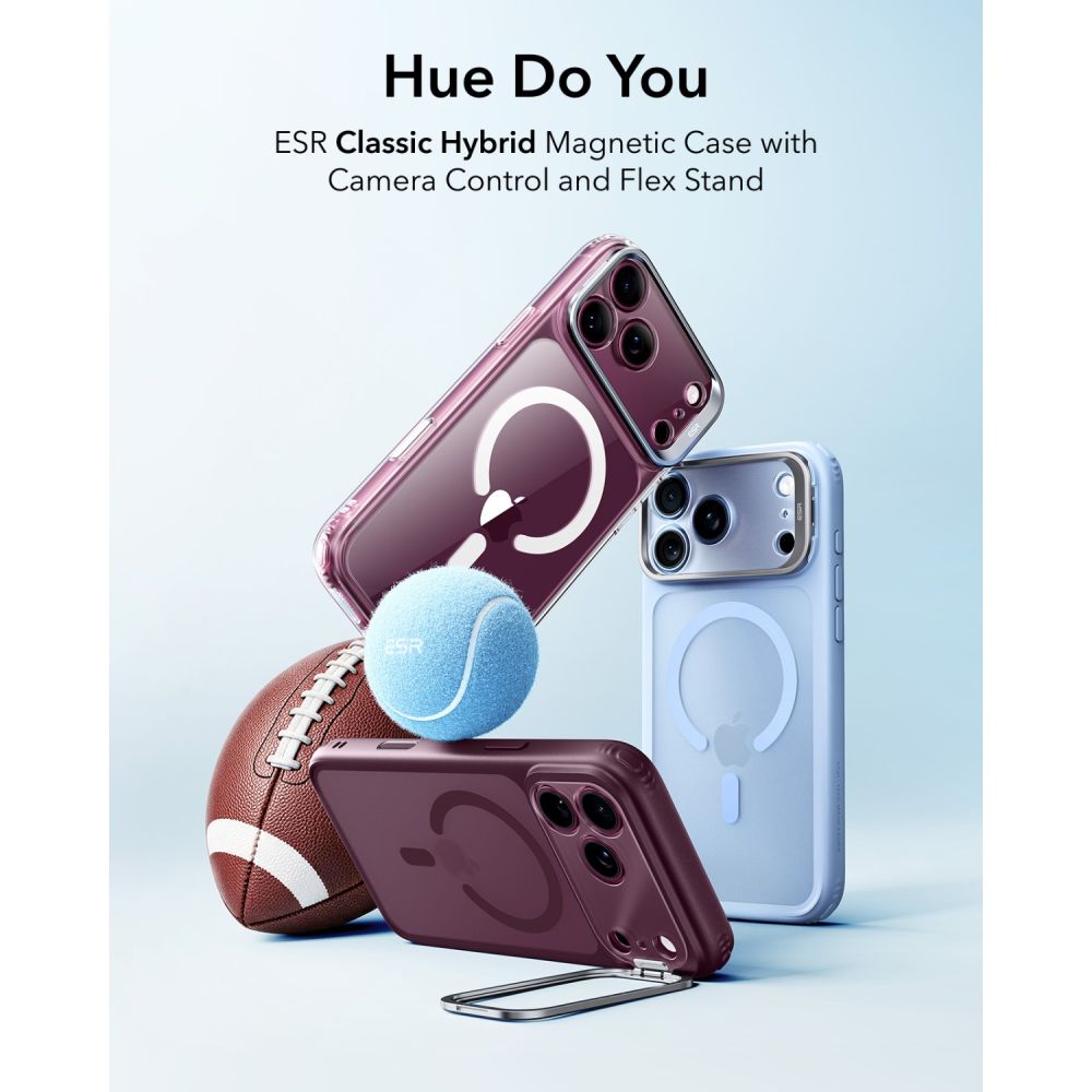 ESR Classic Hybrid Kickstand MagSafe Case for iPhone 18 Pro / 17 Pro - Dark Cherry Matte_1