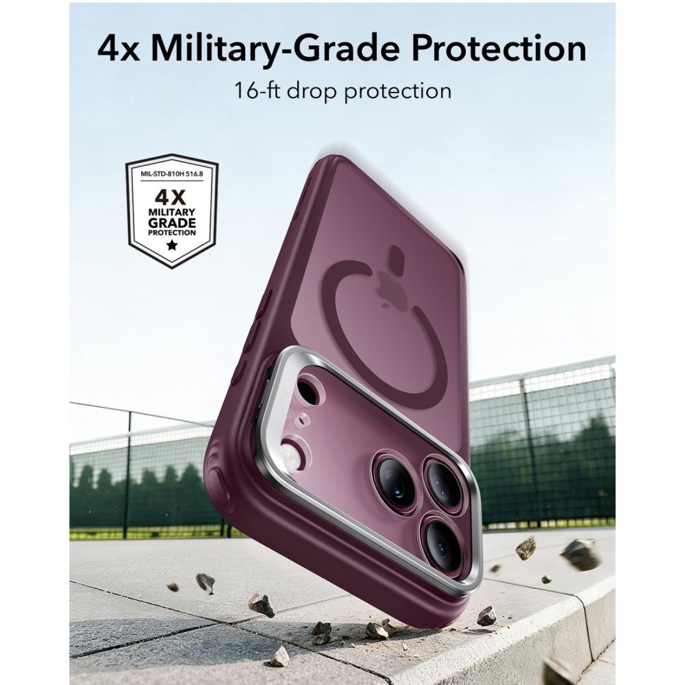 ESR Classic Hybrid Kickstand MagSafe Case for iPhone 18 Pro / 17 Pro - Dark Cherry Matte_3