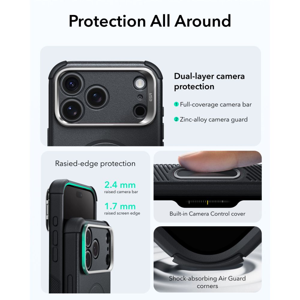 ESR Cyber ​​Tough Kickstand MagSafe Case for iPhone 18 Pro / 17 Pro - Black_4