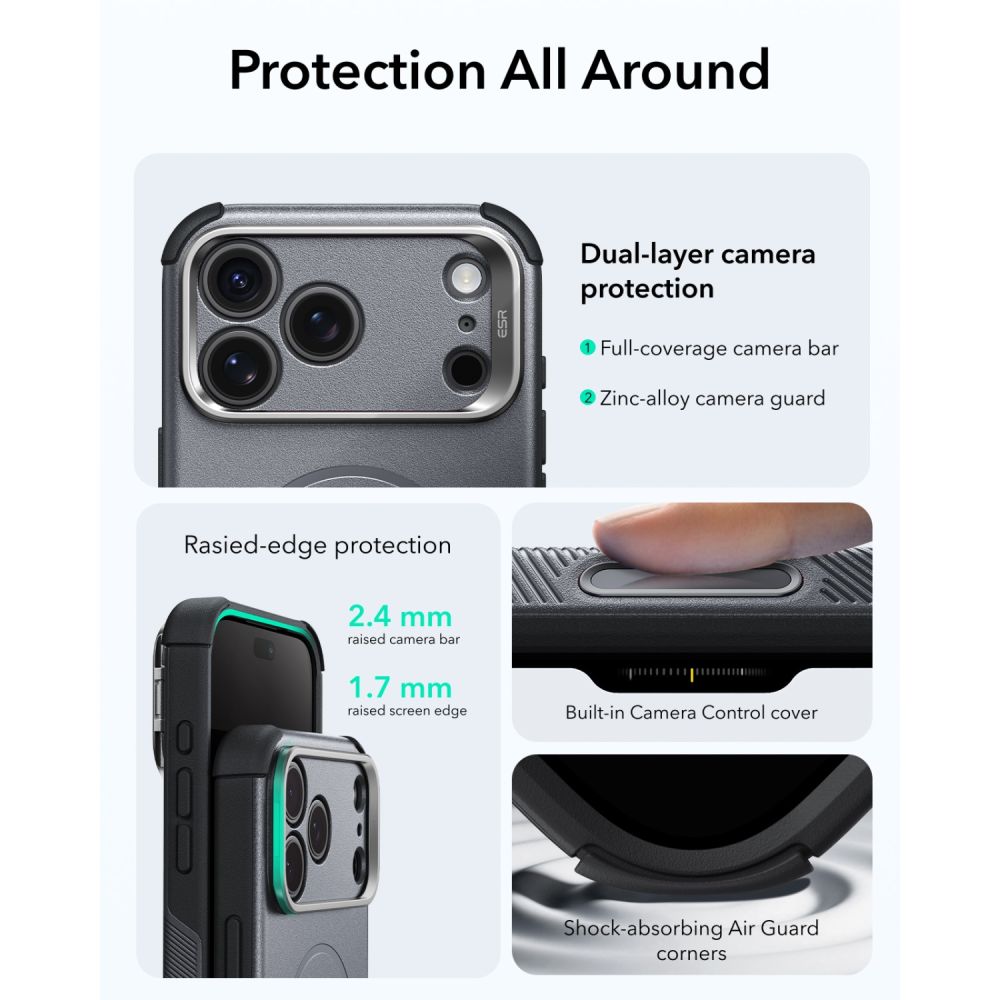 ESR Cyber ​​Tough Kickstand MagSafe Case for iPhone 18 Pro / 17 Pro - Gray_4