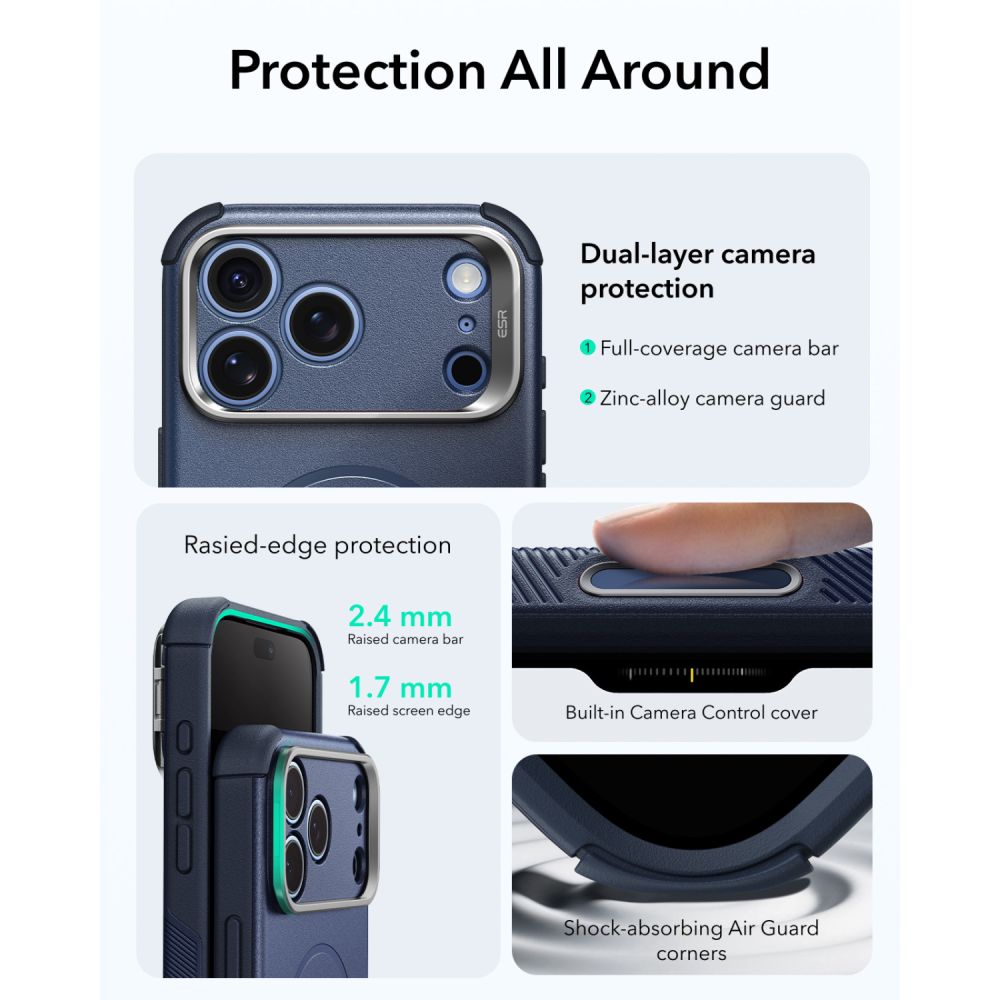 ESR Cyber ​​Tough Kickstand MagSafe Case for iPhone 18 Pro Max / 17 Pro Max - Navy Blue_4