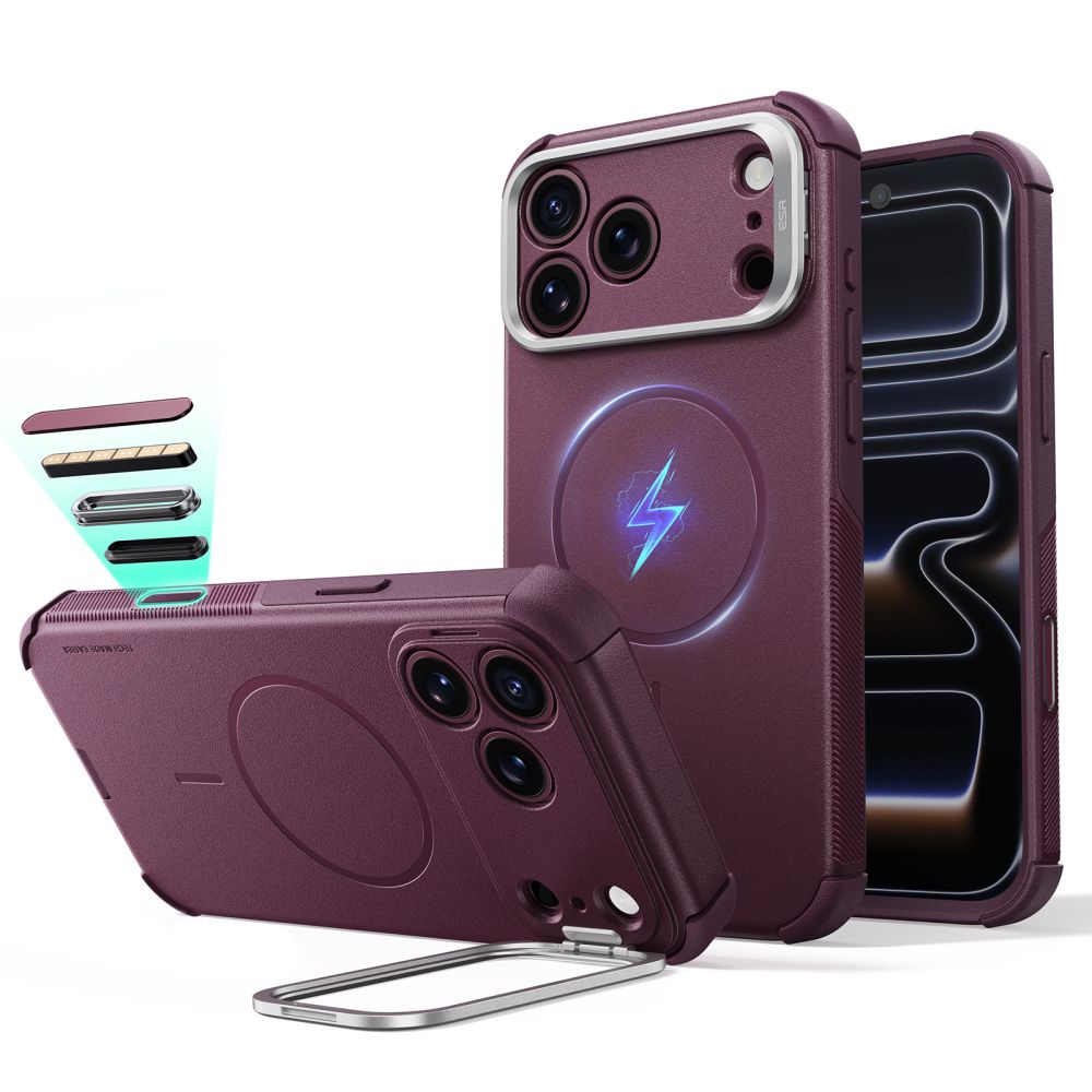 ESR Cyber ​​Tough Kickstand MagSafe case for iPhone 18 Pro Max / 17 Pro Max - dark cherry_0