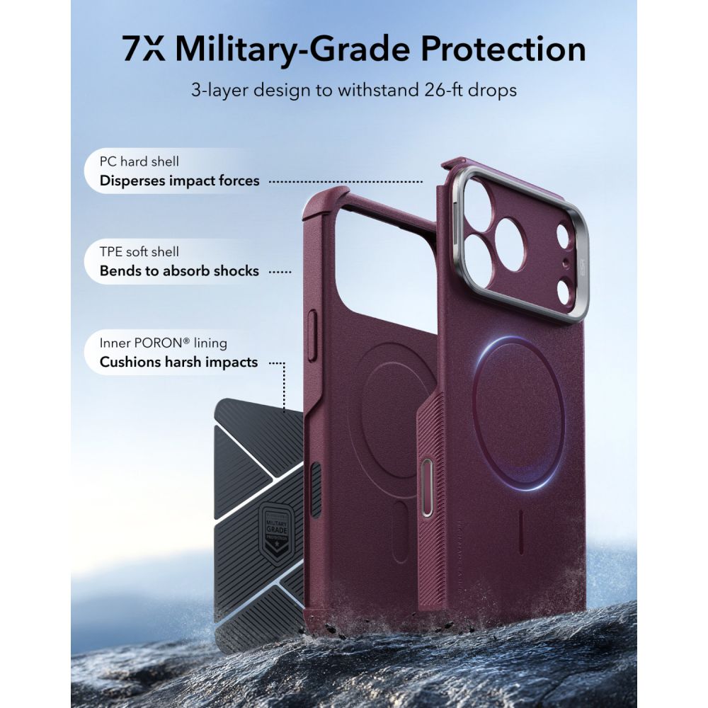 ESR Cyber ​​Tough Kickstand MagSafe case for iPhone 18 Pro Max / 17 Pro Max - dark cherry_2