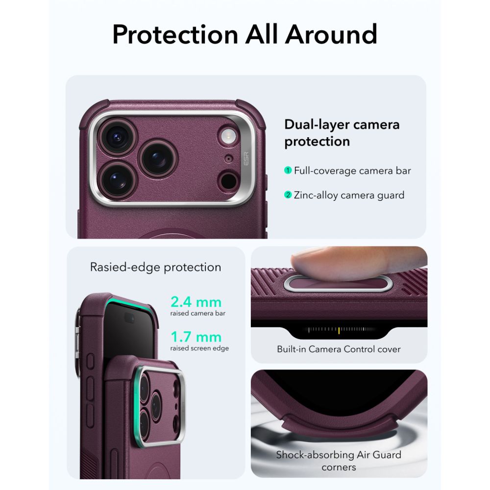 ESR Cyber ​​Tough Kickstand MagSafe case for iPhone 18 Pro Max / 17 Pro Max - dark cherry_4