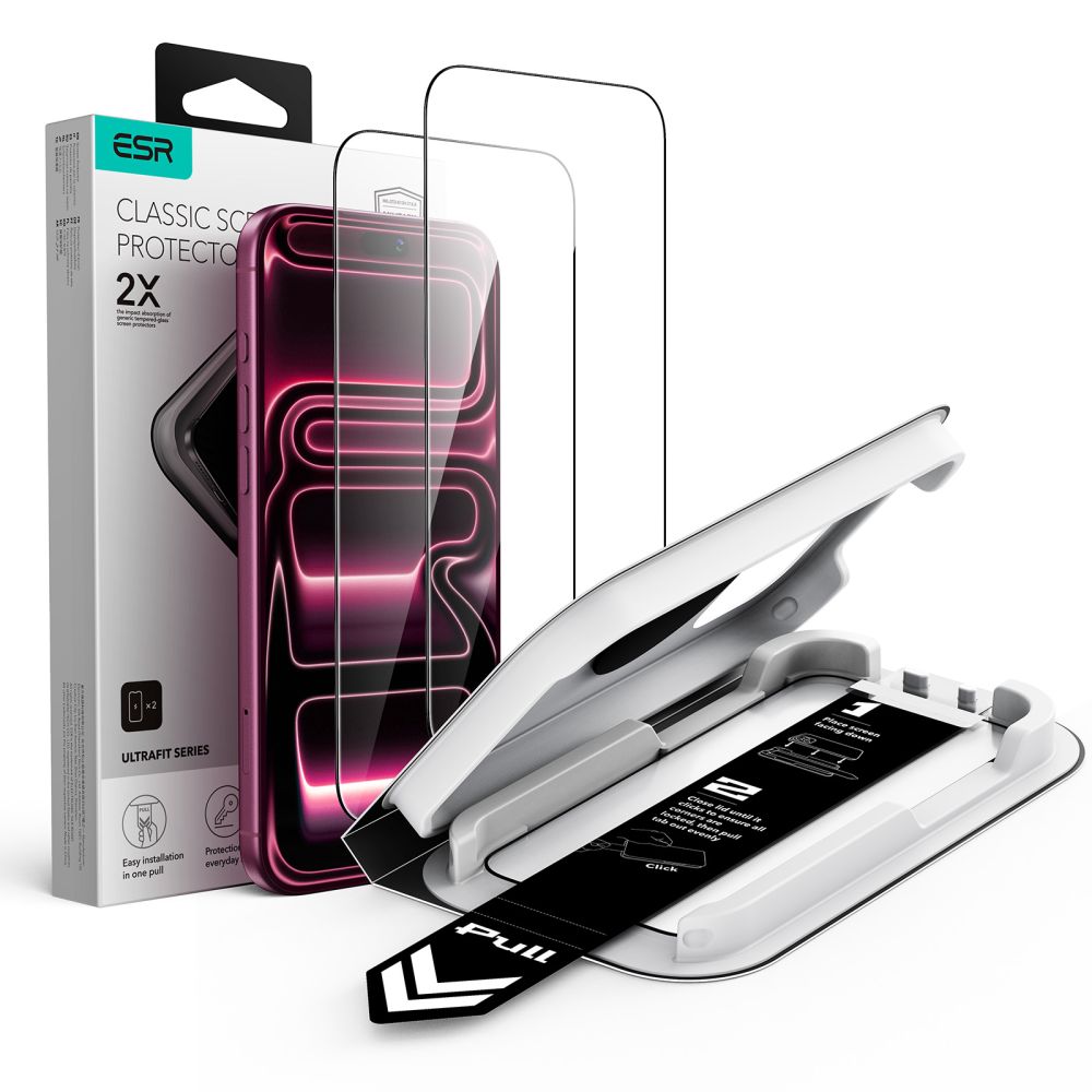 ESR UltraFit Classic 2-Pack Tempered Glass for iPhone 18 Pro / 17 Pro - Black_0
