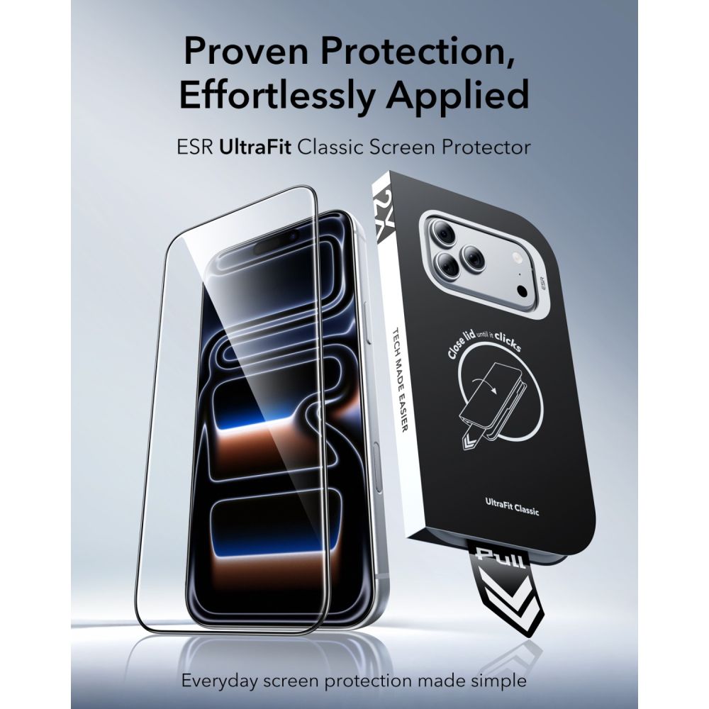 ESR UltraFit Classic 2-Pack Tempered Glass for iPhone 18 Pro / 17 Pro - Black_1