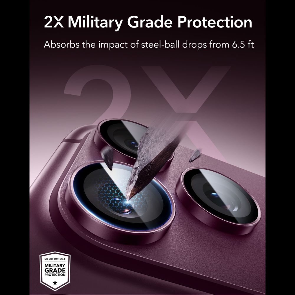 ESR Armorite Camera Protector Tempered Glass for iPhone 18 Pro / 18 Pro Max - Dark Cherry_3
