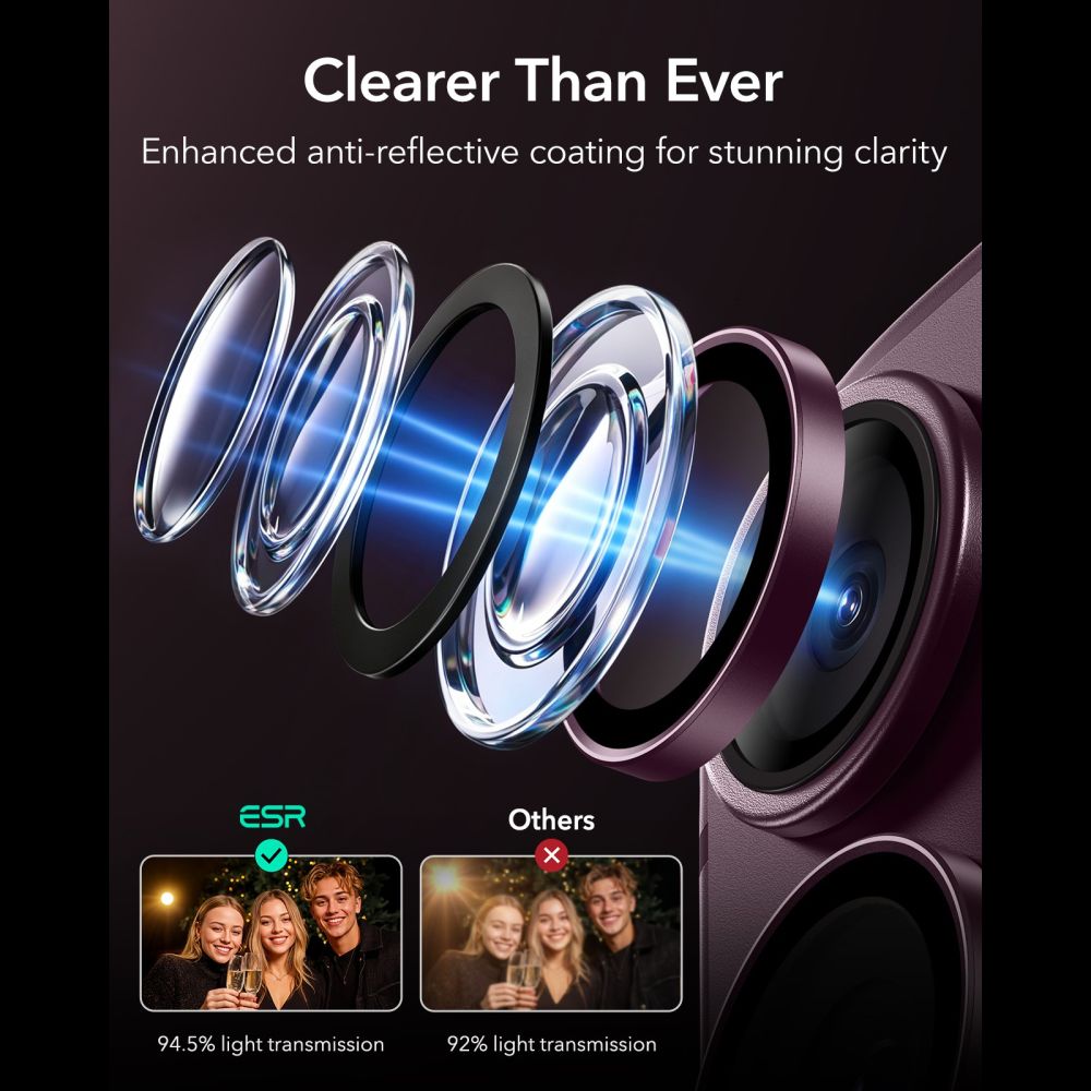 ESR Armorite Camera Protector Tempered Glass for iPhone 18 Pro / 18 Pro Max - Dark Cherry_4