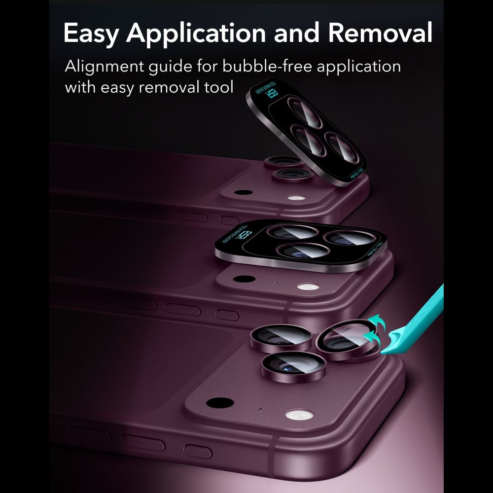 ESR Armorite Camera Protector Tempered Glass for iPhone 18 Pro / 18 Pro Max - Dark Cherry_6