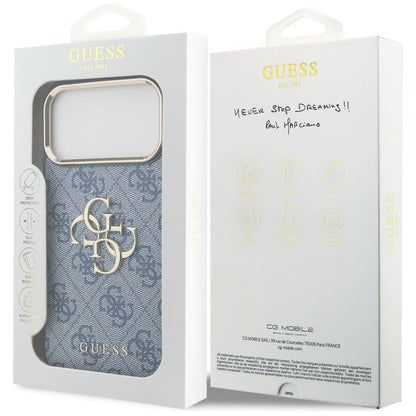 Guess 4G Big 4G Classic Logo Case for iPhone 18 Pro Max / 17 Pro Max - Blue and Gold_7