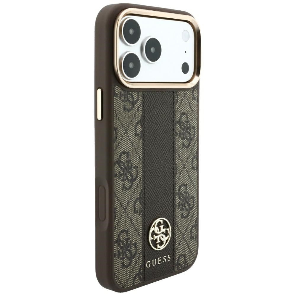 Guess 4G with Stripe Round and Classic Logos MagSafe Case for iPhone 17 Pro / 18 Pro - Brown_3
