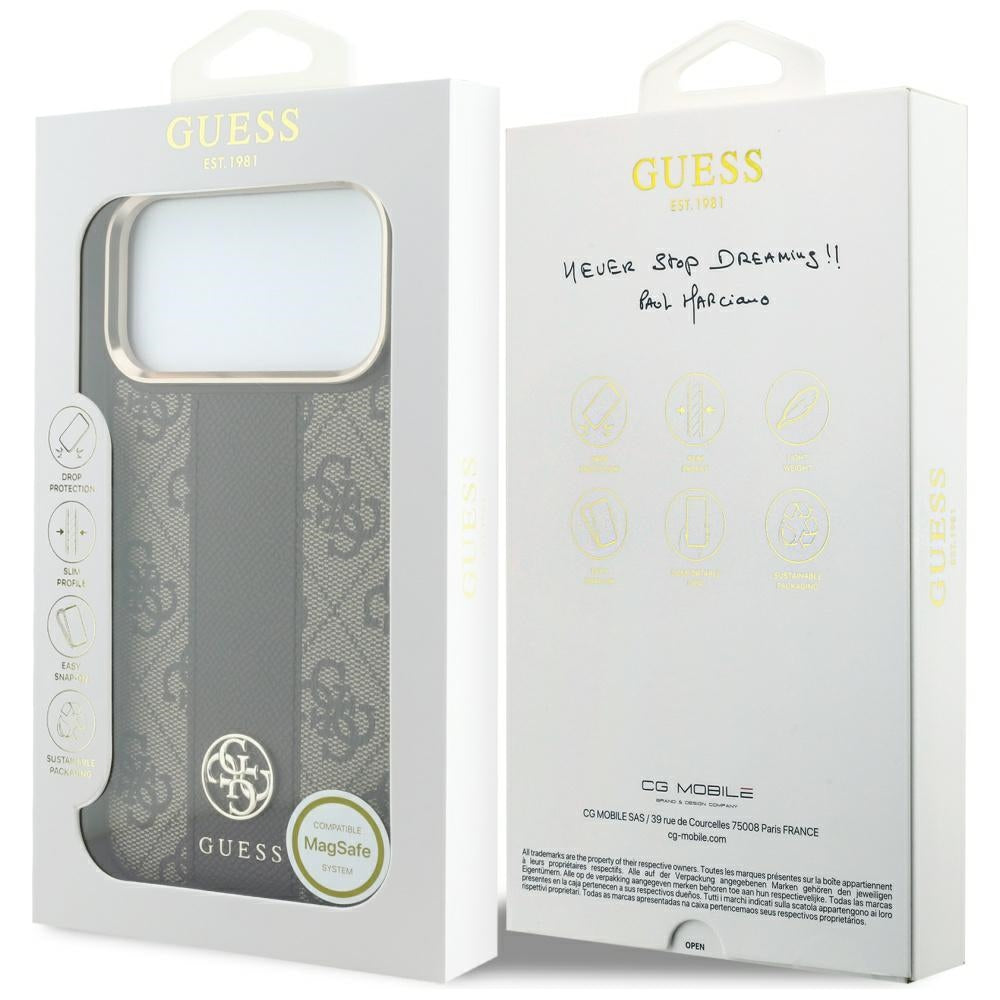 Guess 4G with Stripe Round and Classic Logos MagSafe Case for iPhone 17 Pro / 18 Pro - Brown_7